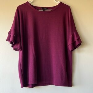 Banana Republic Burgundy Ruffle Sleeve Blouse